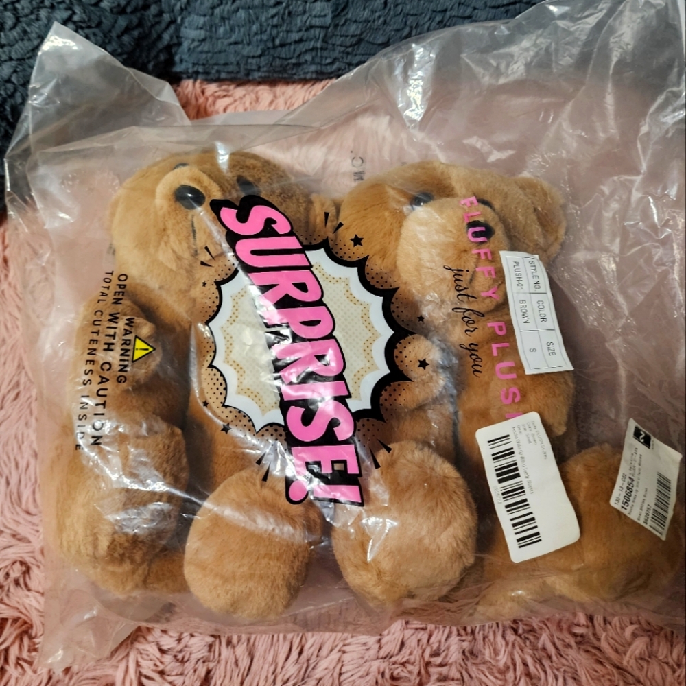 Brown Plush Slippers